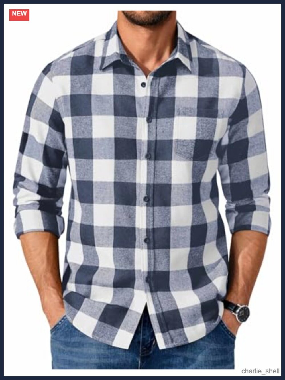 Men's Brushed Cotton Flannel Plaid Button Down Shirt